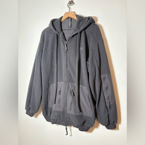 SKIMS Lounge FLEECE OVERSIZED HOODIE Zip Up Jacket S Storm BLACK - Picture 3 of 13